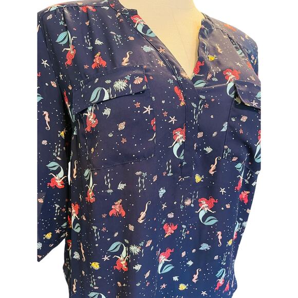 Torrid 4 (4X 26) New Disney The Little Mermaid Ariel Georgette Harper Blouse Top - Picture 4 of 4